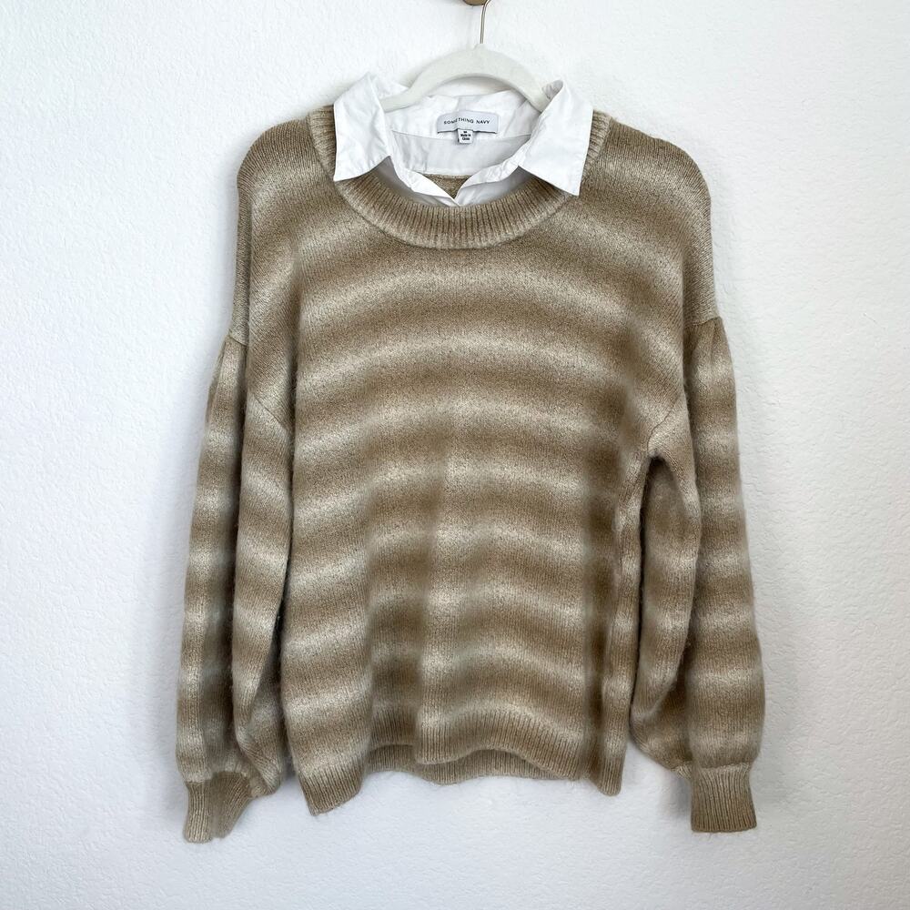 SOMETHING NAVY Neutral‎ Tan Striped Sweater - Picture 7 of 16